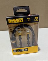 Front of sealed DeWalt USB-C to USB-C cable package showing product and length