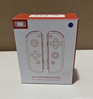 Front of sealed J-Con Pad box showing outline of left and right controllers
