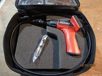 Camera, probe and accessory pack in foam inside case