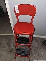 Front view showing chair and extended steps