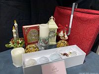 Group shot showing all holiday decor items and storage case