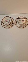 Two teacups on matching saucers, floral Pembroke pattern