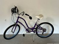 Left side view of full bicycle showing frame, wheels and accessories