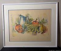 Full view of framed watercolor still life