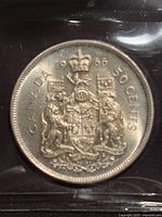 Reverse side showing 1966 date, coat of arms and 50 CENTS legend