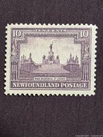 Front view showing 10-cent War Memorial St. John’s design, perforations visible