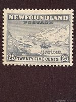 Front view of single Newfoundland 25¢ Sealing Fleet stamp