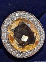 Front view of citrine halo ring