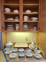 Full lot in cabinet and on counter