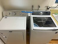 Maytag dryer and Samsung washer side by side