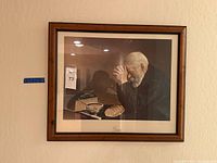 Full view of framed print on wall