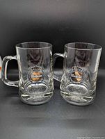 Front view of both Warsteiner glass steins side by side