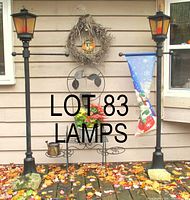 Full view of both black plastic coach lantern lamp posts on deck