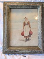 Full view of framed watercolour painting