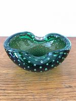 Murano green bowl front angle showing bubble pattern