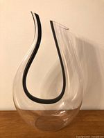 Front view of Riedel Amadeo Black Tie decanter showing black accent and dual spouts