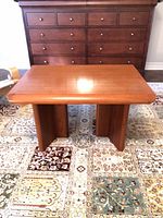 Front view of teak side table