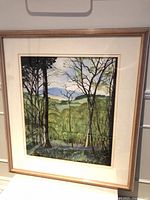 Full view of framed watercolour in frame