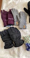 All four pairs of gloves and two hand warmers laid out