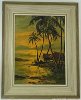 Full view of framed paint-by-number Golden Lagoon