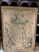 Full view of tapestry within gilt frame