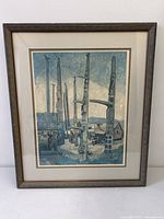 Full view of framed Emily Carr print against white wall