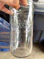 Front view of Bernardin Mason jar showing embossed logo