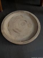 Top view of round wooden plate