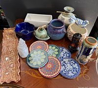 Full view of all ceramic items on table