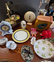 Group shot showing all listed decor items on tabletop