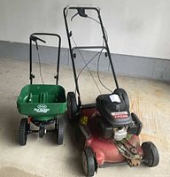 Mower and spreader side by side front view