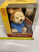Front view of boxed TJ Bearytales bear showing toy, storybook, and package graphics