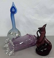 All three hand blown glass pieces grouped