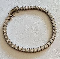 Front view of complete sterling silver rhinestone bracelet