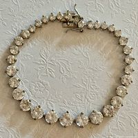 Front view of sterling silver rhinestone tennis bracelet