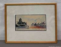 Framed watercolor painting front view