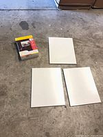 Overall lot showing three canvases and sealed 2-pack photo albums