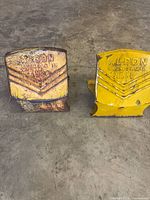 Front view of both chocks showing Aldon branding and wear