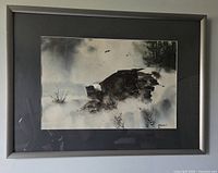 Framed watercolor landscape full view