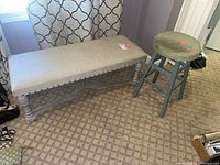 Bench and stool side by side