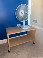 Front view of table and fan together