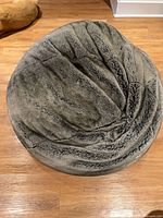 Top view of grey faux fur bean bag chair