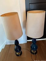 Full view of both lamps with shades and bases