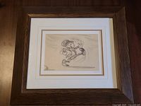 Front view of framed Pinocchio sketch print