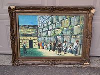 Front view of framed oil painting showing artwork and frame details