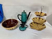 overview of all four Blue Mountain Pottery items