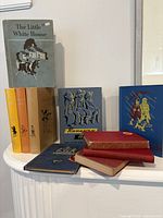 Overall view of all 10 books displayed on shelf