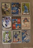 Front view showing all nine Bo Bichette trading cards in 3×3 layout