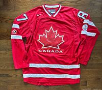 Front view of red Team Canada Crosby jersey