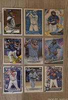 Image shows nine Vladimir Guerrero Jr. trading cards arranged in a 3x3 sheet
